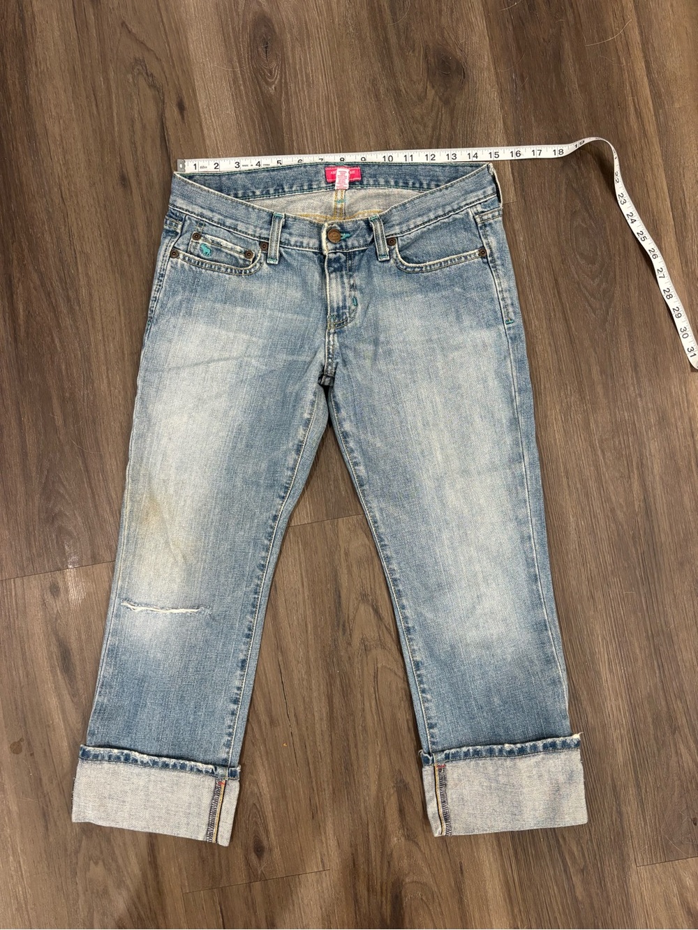 Abercrombie & Fitch Light Blue Cropped Cuffed Jeans